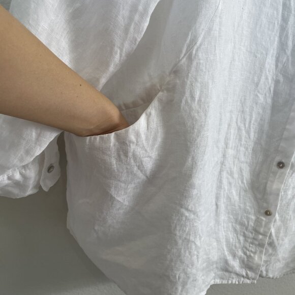 Sigrid Olsen Shirt Womens 2X White 100% Linen Button Front Long Sleeve Pockets - Picture 6 of 10